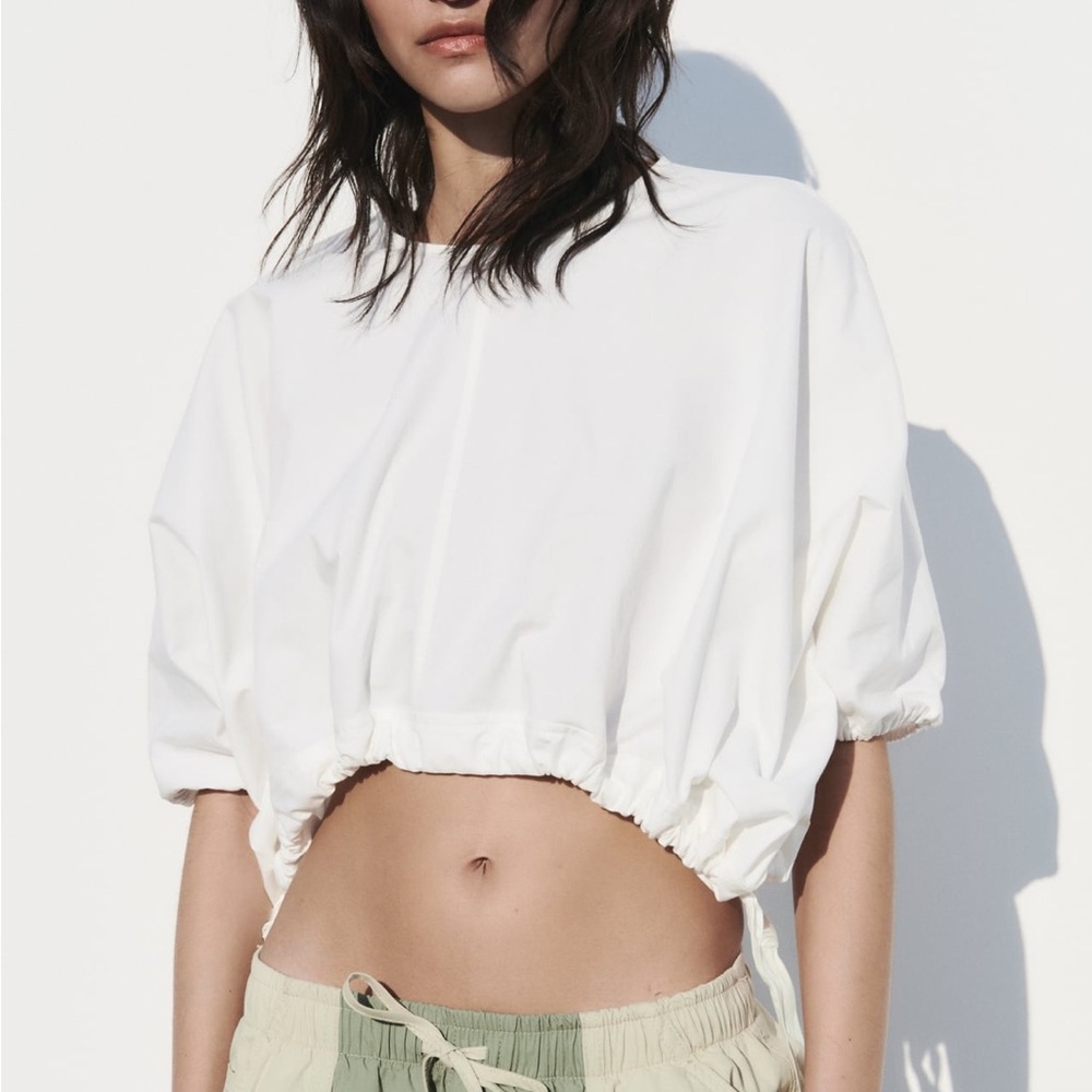 Zara Drawstring Ruched Top NWT